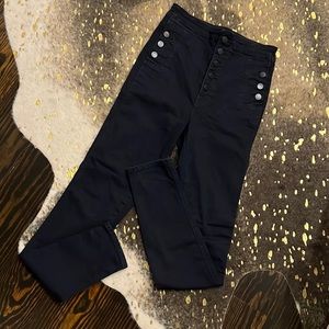 J BRAND high-rise dark blue side button skinny jeans